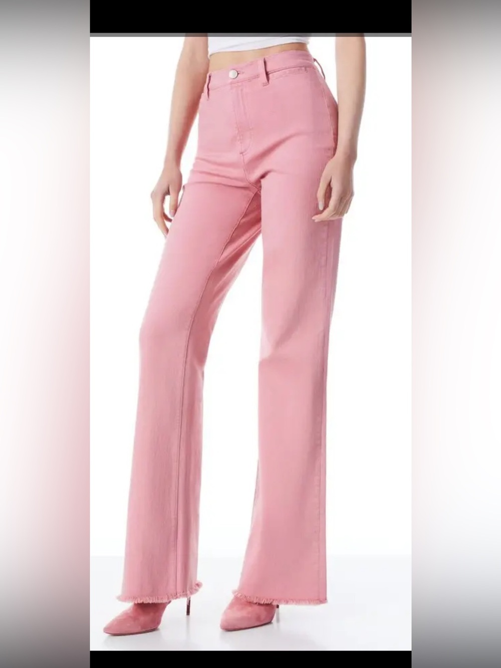 Alice + Olivia Gorgeous coin pocket Wide-Leg High-Rise Jeans in Rose - Picture 10 of 11